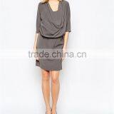 Office Wear Working Breastfeeding Nursing Wrap Front Khaki Short Chiffon Maternity Dress Clothing thumbnail-4