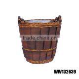 Brown Willow Laundry Basket With Liner thumbnail-1