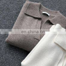 Women Casual Polo Neck Plain Knit Thick Cashmere Sweater thumbnail-5