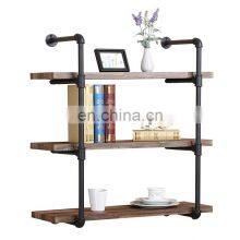 Vintage Style Iron Wall Mount Industrial Pipe Book Shelves