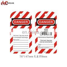 Industry PVC Material Danger Warning Safety Lockout Tagout Tags