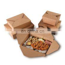 Wholesale Custom Disposable Fast Food Container Take Away Lunch Packing Boxes Food Grade Kraft Packaging Paper Box