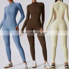 Quarter Zip One Piece Classic Jumpsuits Hot Sales Onesie Long Sleeve Leggings Sexy Rompers 78nylon 22spandex thumbnail-1