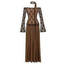 Pure Desire Style Off-shoulder Lace Patched Faux Two-piece Long Sleeve Dress, New Autumn Waist-cinching Slim and Elegant Long Dress thumbnail-3