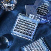 DIY Full Strip Eyelashes Individual Cluster Self-Adhesive Press Lashes No Glue Required Light Blue D-02 thumbnail-1