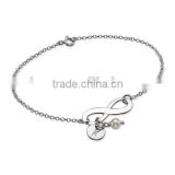 customized Infinity Bracelet with Initial fashion jewelry stainless steel charm bracelets