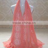 Autumn Winter Korean Fashion 3D Embroidery Design Cotton Scarf Ladies Pashmina Shawl thumbnail-2