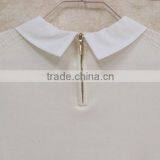 Girl Plaid Knitting Wear Shirt-collar Short Sleeve Sweater Pullover thumbnail-4