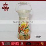 Farm Tools Home Decorative Tall Milk Bucket Tin Pot Wood Handle Metal Milk Tank thumbnail-5