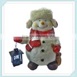 big outdoor christmas snowman statue with lantern