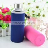 Unique glass water bottle with neoprene sleeve cooler