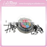 Clear Plastic Box with Black Bobby Pins and Rubber Bands