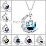 Silver Plated Color Girl Glass Cabochon Necklace thumbnail-1