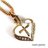 18k Gold Plated Heart Crystal Stainless Steel Pet Urn for Ashes