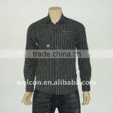 100% Cotton Popular Long Sleeve Stylish Black and White Stripe Men's Casual Shirt thumbnail-1