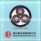 8.7/15kv Copper Core XLPE Insulated Steel Tape Armoring PVC Sheathed Power Cable 3*120mm2