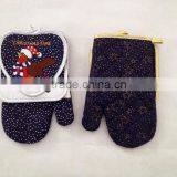 Christmas Design Printed Cotton Twill Oven Mitts Gloves Microwave Oven Mittens With Golden Trimming thumbnail-4