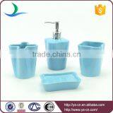 YSb40160-02 4 Pcs Unique Shape Ceramic Bathroom Set Blue,bathroom Set thumbnail-1