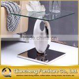 Modern Stainless Steel Glass Bedside Table thumbnail-2
