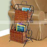RH-4470 Two Tier Scroll Design Wicker Display Magazine Rack thumbnail-1
