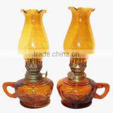 Amber Glass Hurricane Lamp,Oil Lamp Chimney thumbnail-1