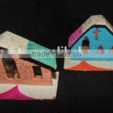 1950s Set of 3 Mica Christmas Houses (One Church) thumbnail-5
