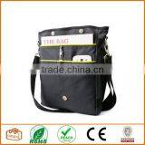 Unisex Messenger Bag and Backpack. Dark Grey Cotton Canvas With Green Details and Lining. Multiple Pockets thumbnail-2