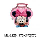 Wholesale mickey mouse shape lunch tin box with handle
