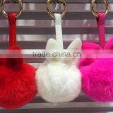 Fashion 8cm Rabbit Pom Key Holder K024-007 thumbnail-1
