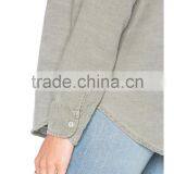 New Style Autumn Women Army Olive Grey Twill Shirt Factory Price thumbnail-4