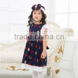 Girl Casual Dress ,fashion Floral Ruffle With Headband,wholesale Dress thumbnail-3