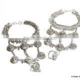 Antique Silver Tone Payal ANKLETS Pair Feet Bracelet thumbnail-1