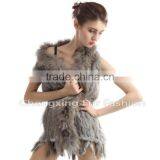 CX-G-B-20A New Hand Knitted Funny Fashion Women Gilet Rabbit Fur Costume thumbnail-6