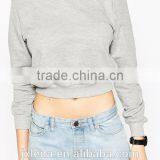 Wholesale Ladies Solid Color Cropped Crewneck Sweatshirt thumbnail-3