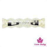 Boutique& Cheap Boho Style Knit Lace Flower Hair Accessories Skinny Elastic Pony Baby Girls Headband thumbnail-1