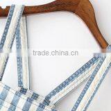 EY0456A Europe and America Women Blue and White Striped Cowboy Strap Dress thumbnail-3