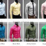 Wholesale Walson Luury Men Formal Shirt Long Sleeve Slim Fit Business Dress Shirts Solid Cotton Apparel thumbnail-2