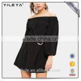 Fashion Design Long Shirt One Shoulder Off Dress Belt Shirt Dress thumbnail-1