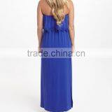 2016 New Maternity Dresses With Royal Blue Crochet-Trim Maternity Strapless Maxi Dress Women Clothing WD80817-23 thumbnail-2