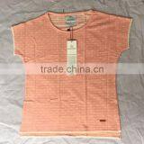 Designer Pink Lace Trim Striped T Shirt for Ladies thumbnail-1