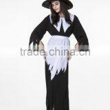 White and Black Irregular Long Witch Costume Cosplay Dress for Halloween Costumes thumbnail-3