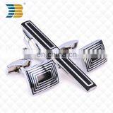 Custom Elegant Black Stripe Metal Cufflinks and Tie Clips