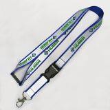 Double layer custom polyester thick woven lanyard Polyester Lanyard With Reflective Band