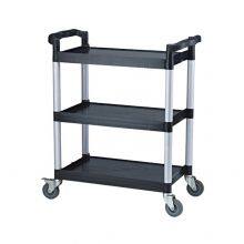 Large Size 3 Shelf Utility Cart With Wheels-Round Pillar Commercial Janitorial Cart With Cover thumbnail-2