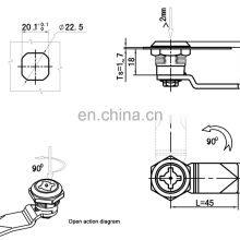 MS705-3E Electrical Cabinet Combination Cam Lock Powder Coated Square Head 1/4 Turn Lock thumbnail-5