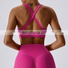 Cross Back Recyclable Yoga Sexy Bras Factory Sales Women Square Neck Sports Tank Tops thumbnail-2