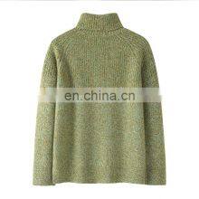 Custom 100% Cashmere Turtleneck Jumper for Women Rib Knitted Oversized Casual Winter Sweater With Logo on Front thumbnail-2