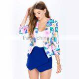 2015 fashion long sleeve mini print short jacket coat women's clothing printed coats