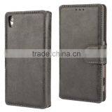 PU Leather With Magnet Stand Case Vintage Retro Dull Polish Folio Flip Holder Cover for Sony Xperia Z5 thumbnail-5