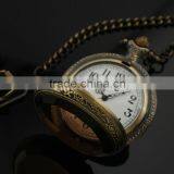 New Mens Stainless Steel Case White Dial Amber Front Antique Pocket Watch with Chain